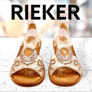 Rieker Southwest Women's 608B9-80 Bianco Bogota White Vegan Leather Sandals 36/6